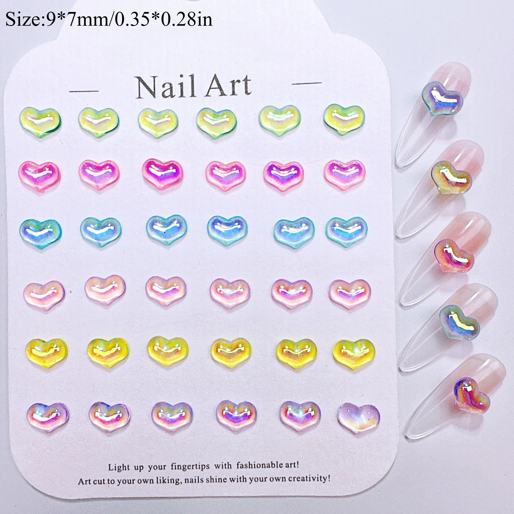 50/100/200Pcs, Plated Heart, 9* 7mm, Heart, Nail Accessories, Stereo, DIY, Wear Nail Accessories, Phone Case Accessories