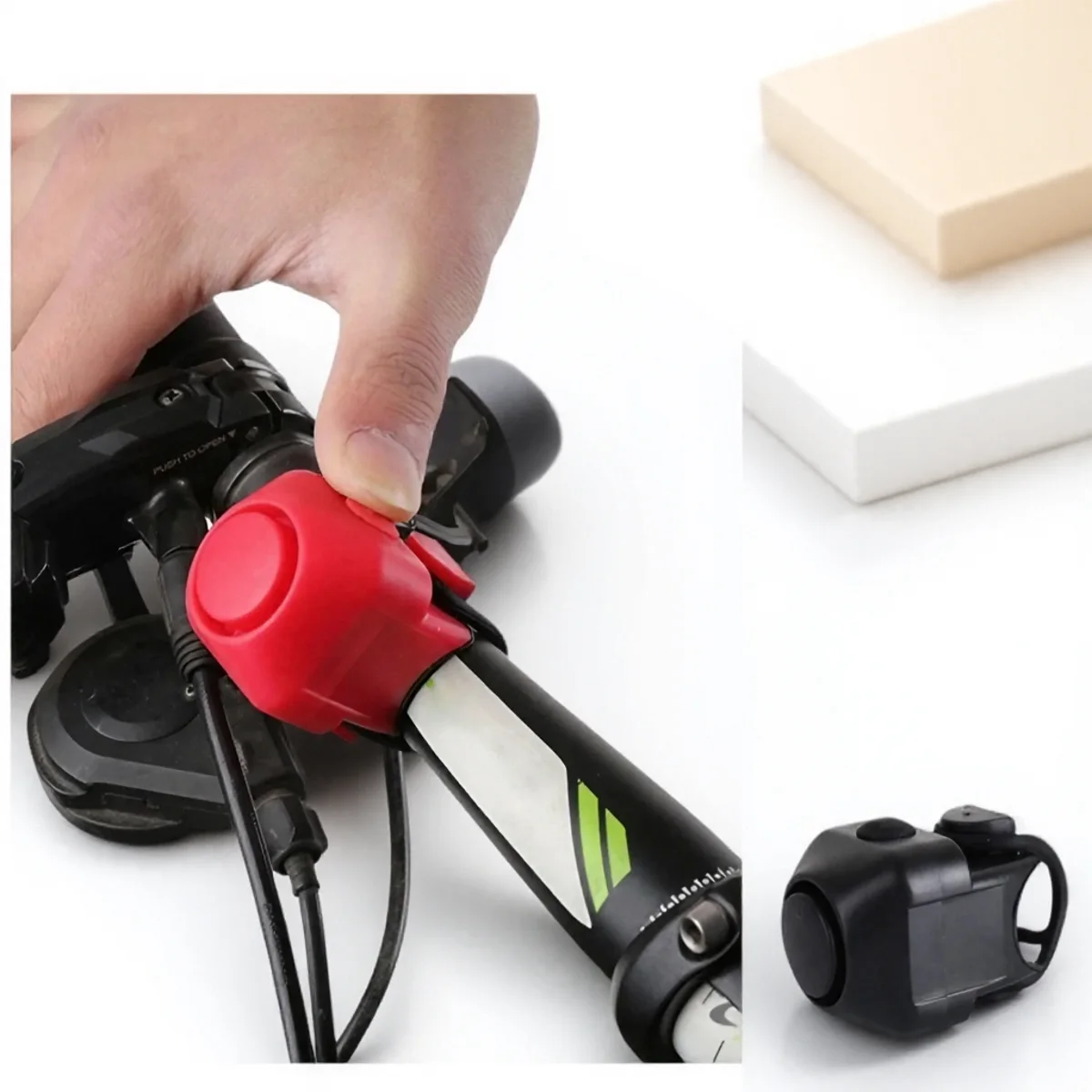 USB 130db مقاوم للماء بطارية قابلة للشحن جرس الدراجة لركوب الدراجات المقود القرن الكهربائي الصغير المحمول