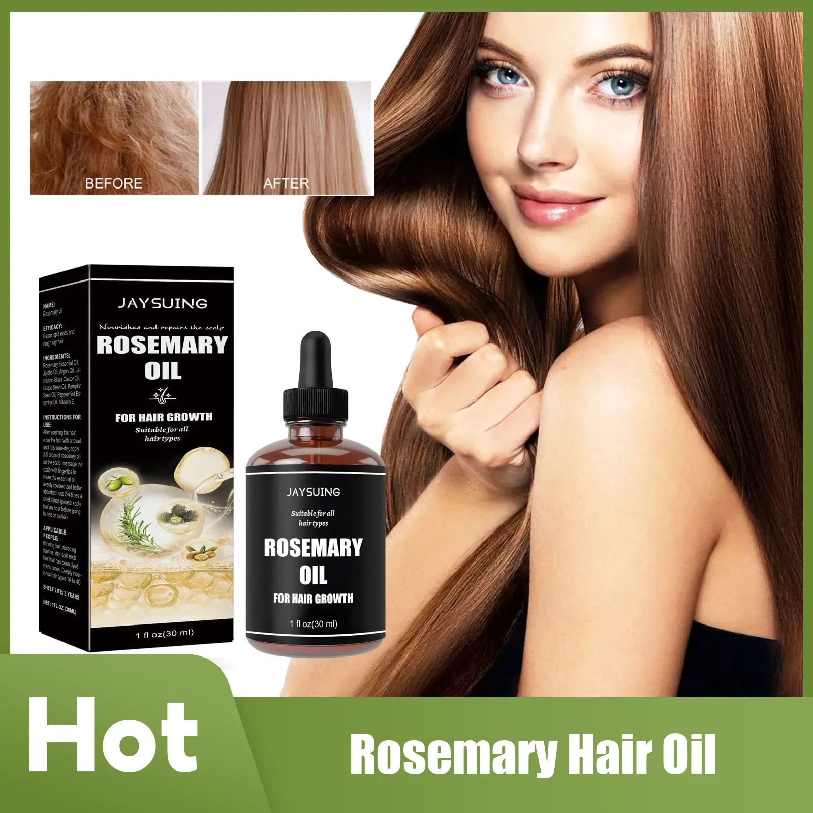 

Rosemary Hair Growth Essential Oil Anti Hair Loss Reduce Split End Repair Frizz Nourishing Scalp Strengthen Hair Thickness Oil