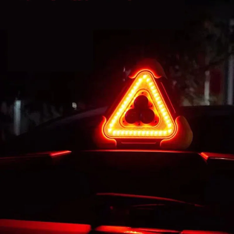 Car Triangle Warning Light Portable Reflective Battery Powered Emergency Traffic Sign Recognition Barricade Breakdown Alarm Lamp