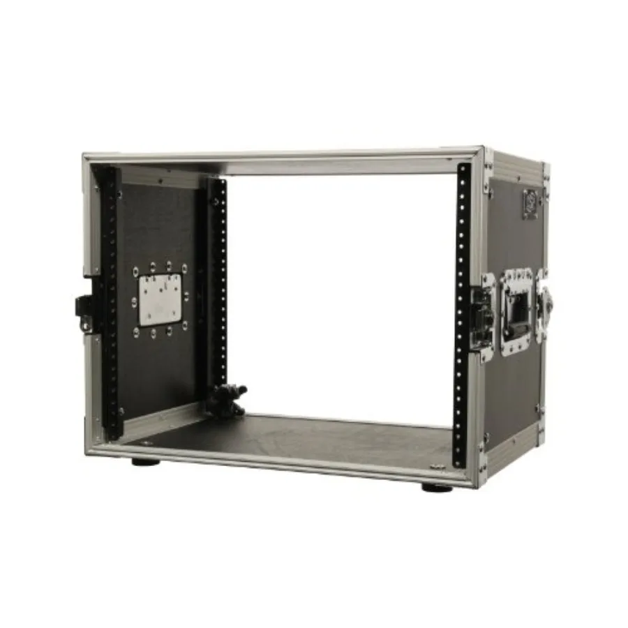 8-Space Effects Rack ATA Road Case 14 هيكل صلب متين أسود عميق مع مقابض متينة وزوايا معززة للأداء المباشر