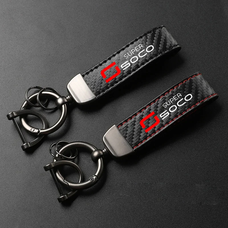 1PCS Motorcycle PU Leather Carbon Fiber Pattern Keychain Accessories For Super Soco CPx CUmini CUx TC 50 Max Wanderer