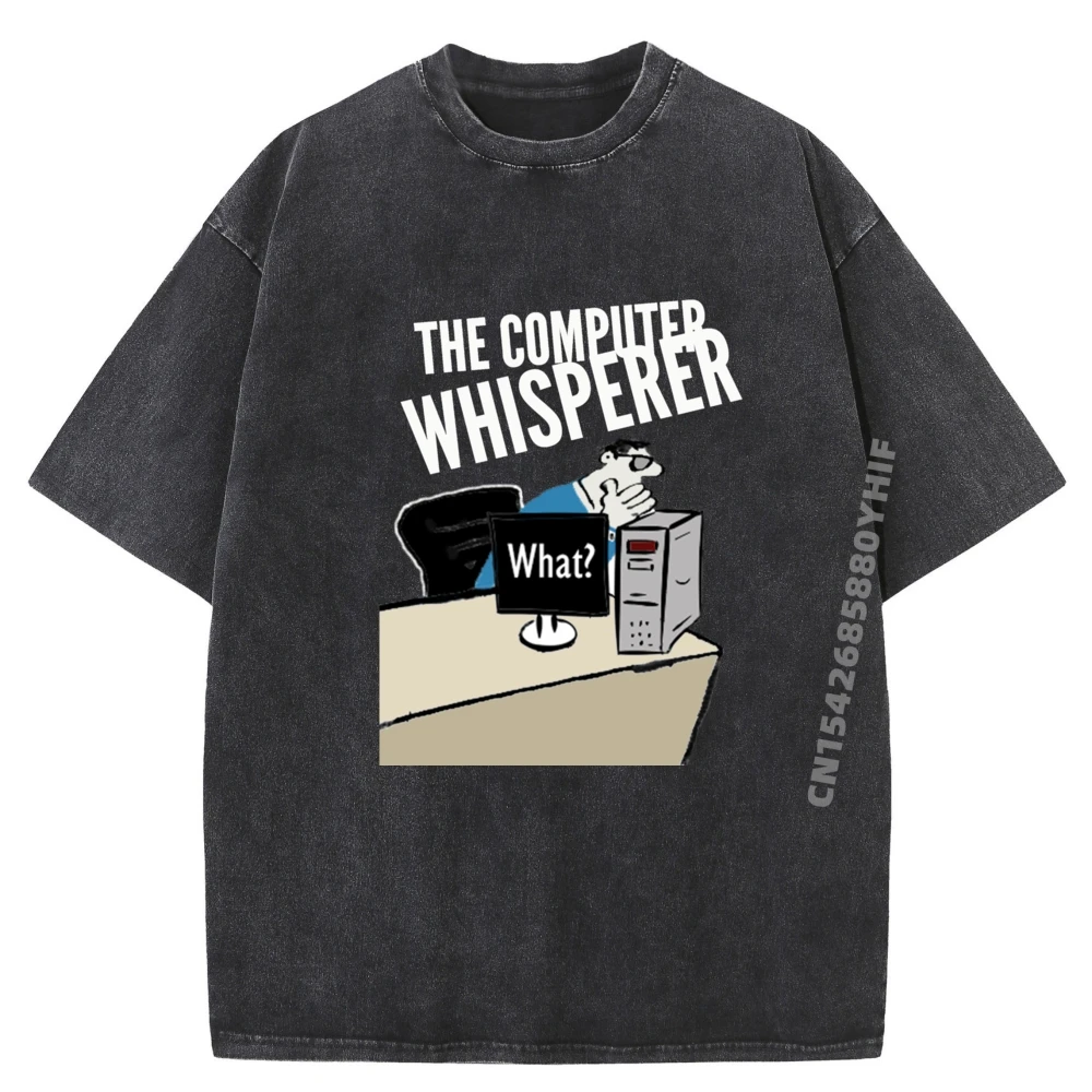 

Computer Whisperer Oversized T Shirt Men Summer Band Tshirts Streetwear High Quality Plus Size Design Washed Shirt