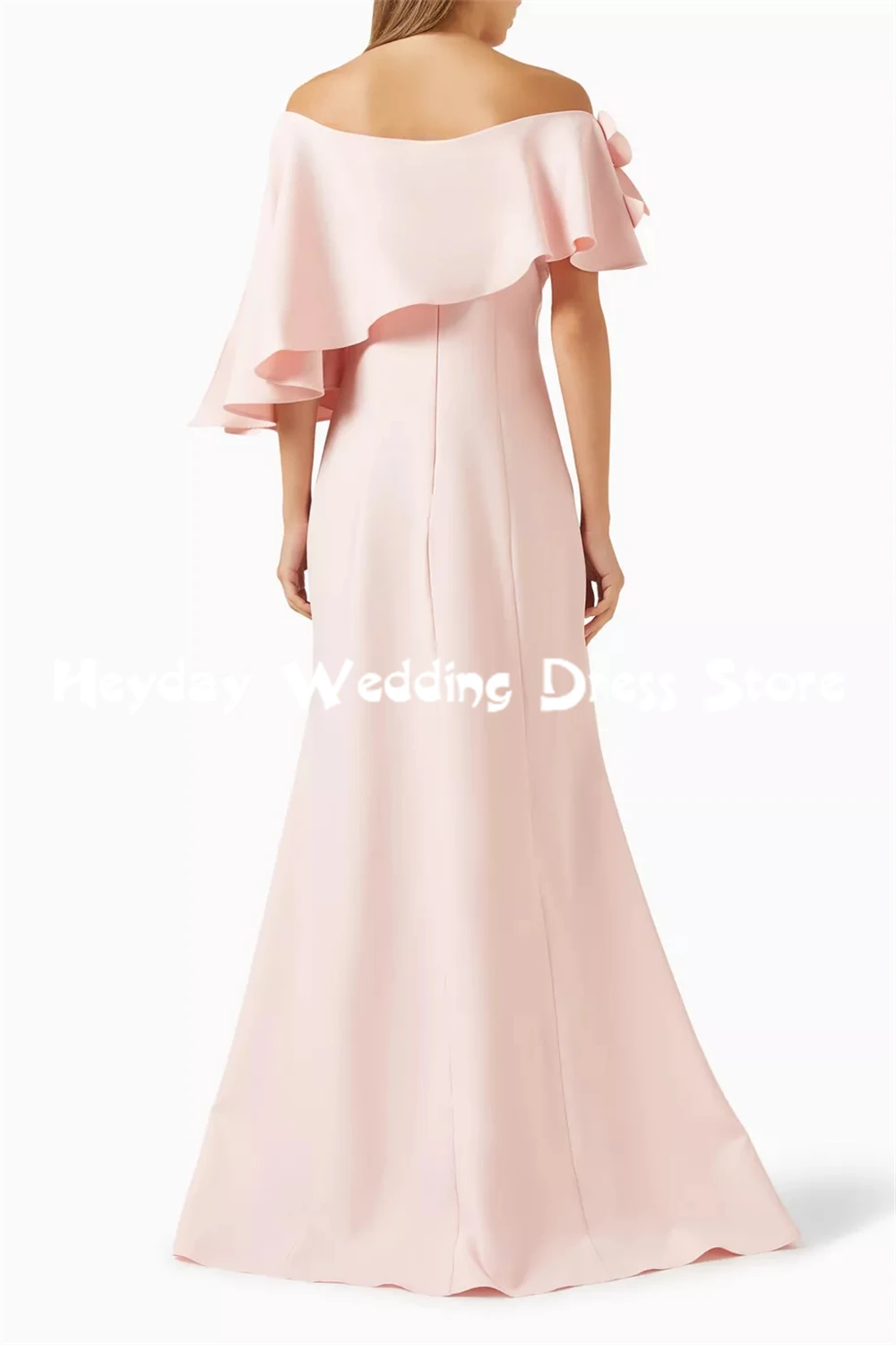 Heyday فساتين سهرة حورية البحر مطرزة بالزهور ثلاثية الأبعاد برقبة قارب للنساء بأكمام قصيرة بطول الأرض فساتين أنيقة رسمية 2025 #2