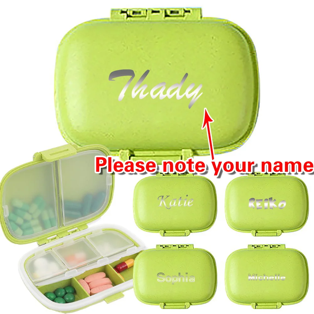 Personalized Customized Name Medicine Box Mini Medicine Pills Case Portable Medicine Dustproof Pill Box Moisture-proof 8 Grids
