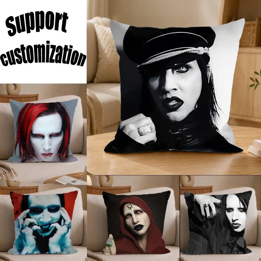 

MM-Marilyn Manson Death Rock Square Sofa Pillow Cover Solid Color Living Room Home Decor Cushion Case