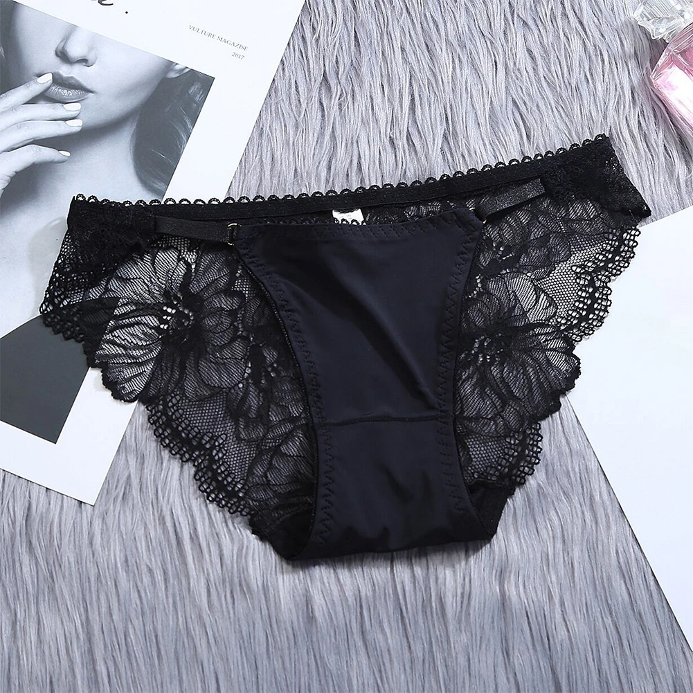 

Lace Women Panties Underwear Ice Silk Comfortable Soft Briefs Low-Rise Thin Breathable Underpants Perspective Underwear Bikini