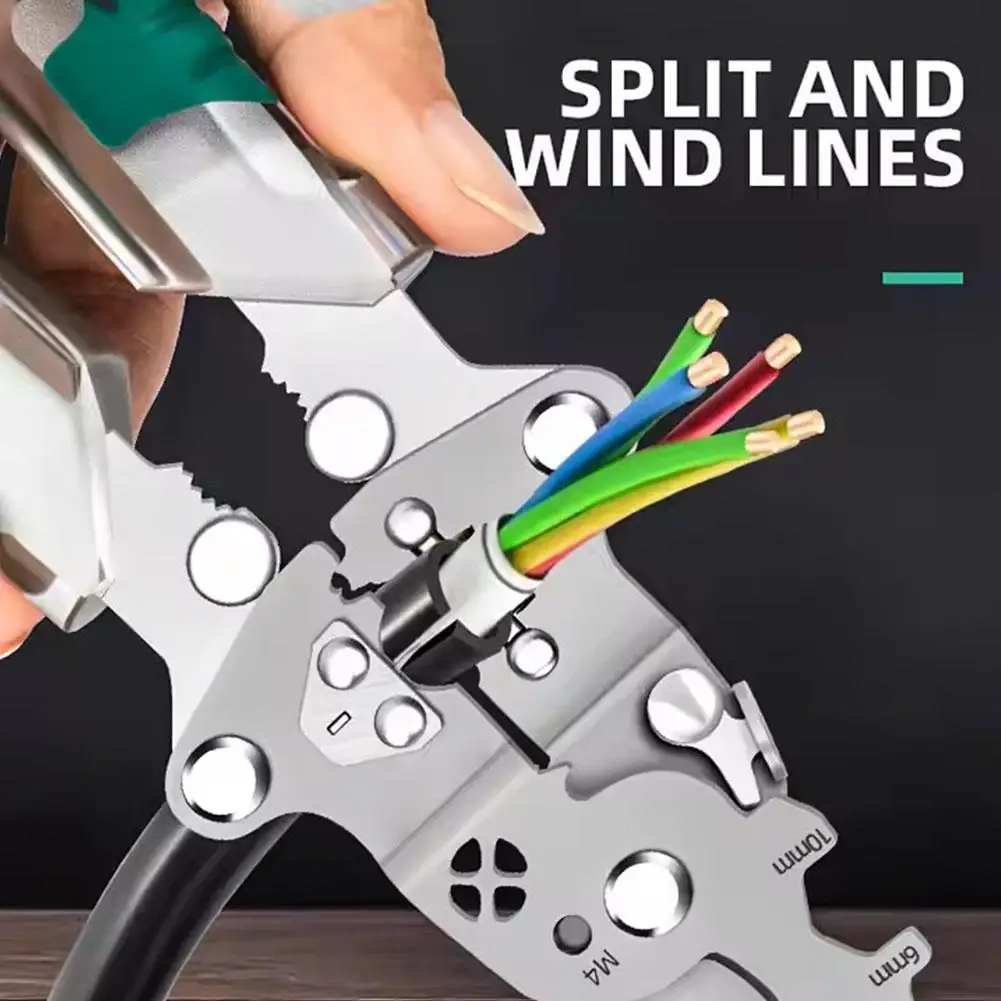 Folding Electrician Pliers with Screwdriver Wire Stripping Voltage Measurement And Wire Winding Features for Electrical Tools