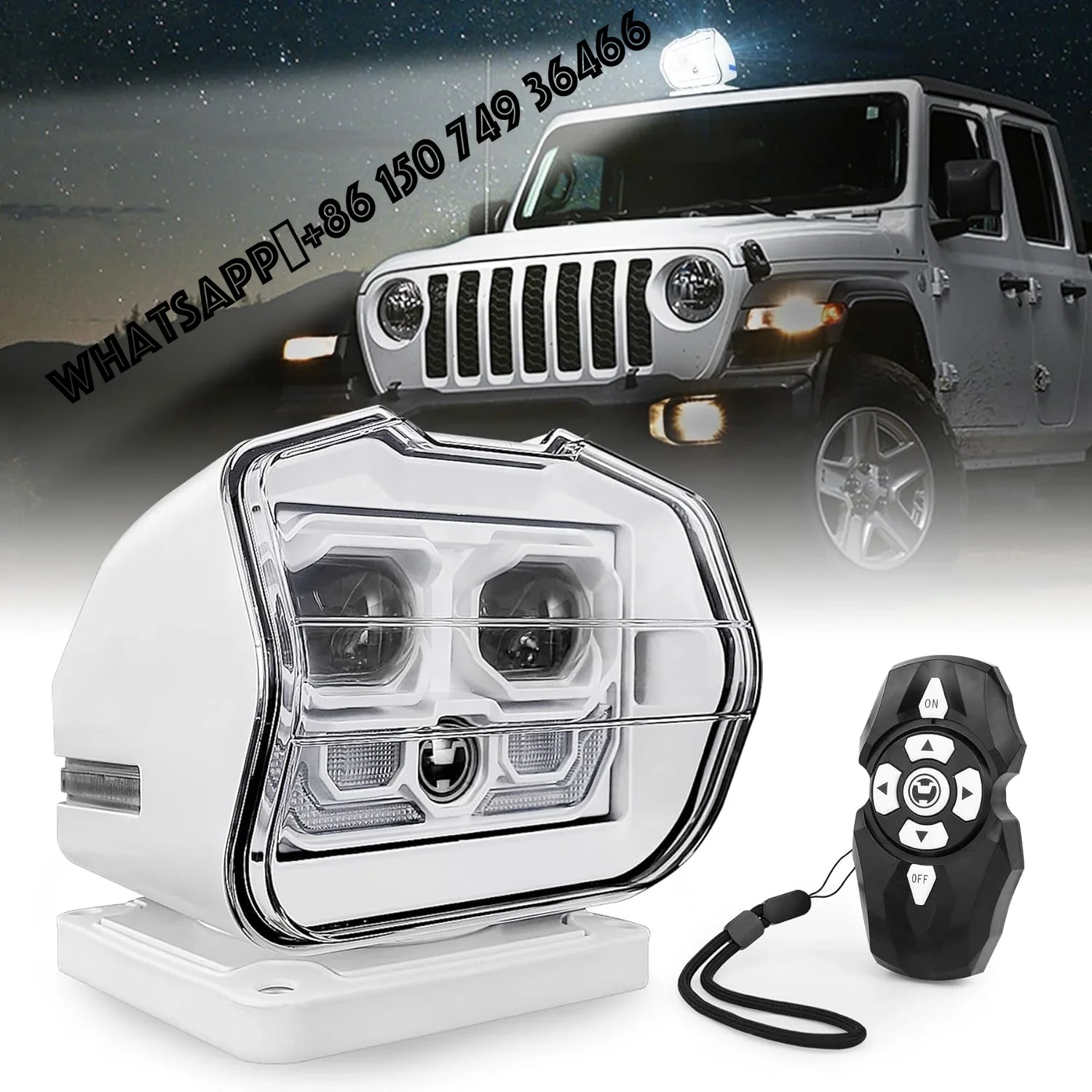 

Factory White LED Search Light Wireless Remote Control 360°Rotating Automatic for Boat Marine Truck Off Road SUV