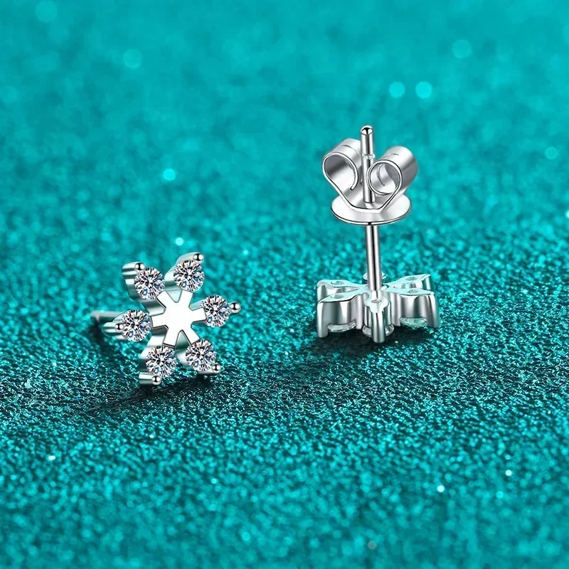 

0.36ct Moissanite Snowflake Platinum Stud Earrings Women Jewelry, Fashion Pt950 Ice Earrings for Girlfriend Gift Wedding Diamond