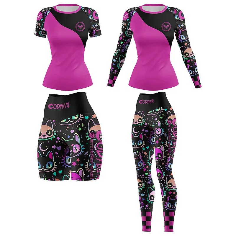 

Women's Gym Clothing Yoga Sportswear Compression MMA Boxing Muay Thai Rashguard Training Fitness Workout Tracksuit Running Set