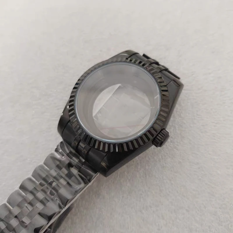 Cassa per orologio in stile classico nero 36mm/39mm in acciaio inossidabile 316L + cinturino quadrante 28,5-29mm braccialetto giubileo adatto al movimento NH35/NH36/4R