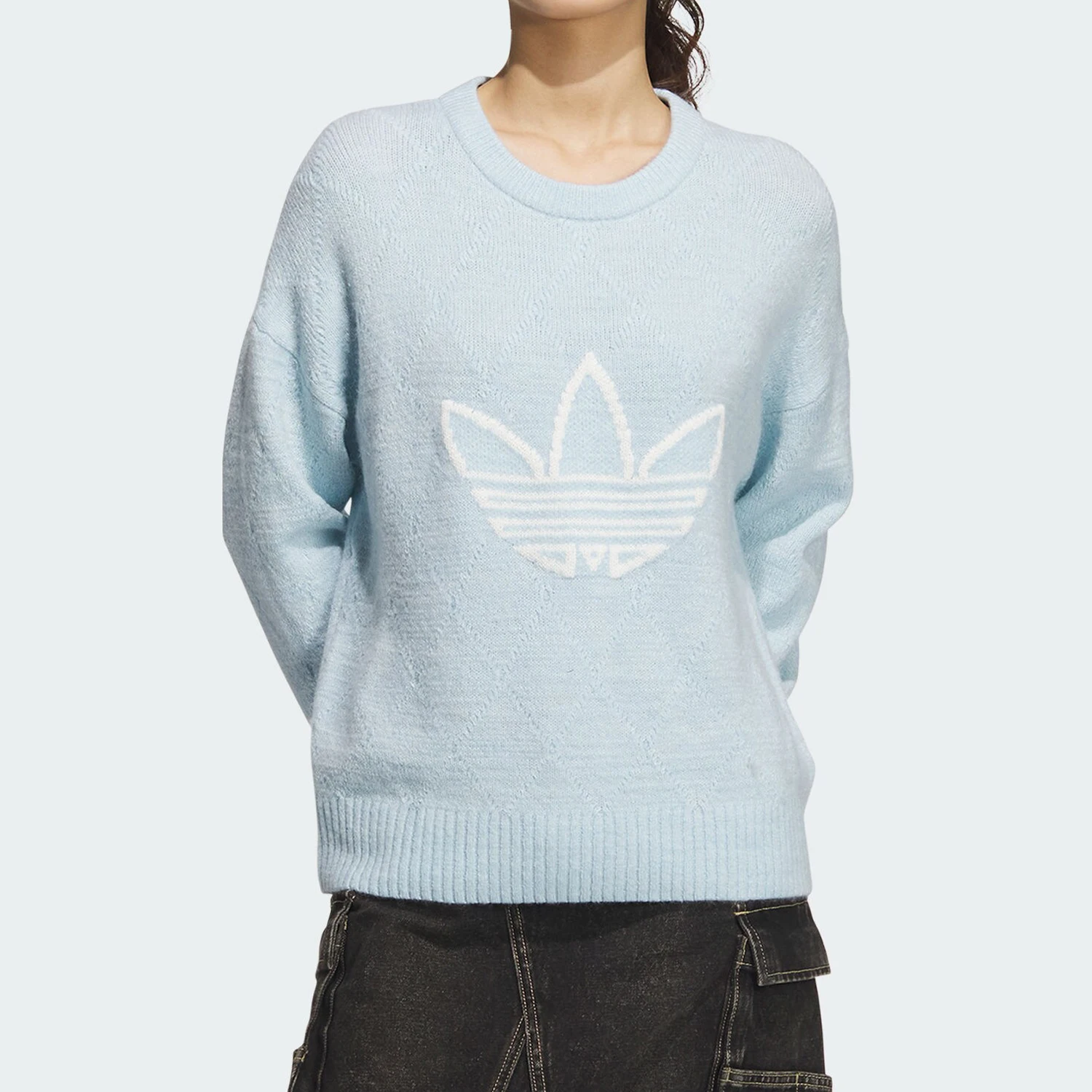 

Adidas genuine Three Stripes Women's Casual Knitted Loose Outdoor Sweatshirt JN0715