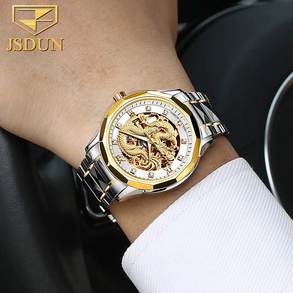 JSDUN Top Brand Watches for Men Original Waterproof Wrist Watch Men High Quality Tungsten Steel Mens Automatic Mechanical Watch