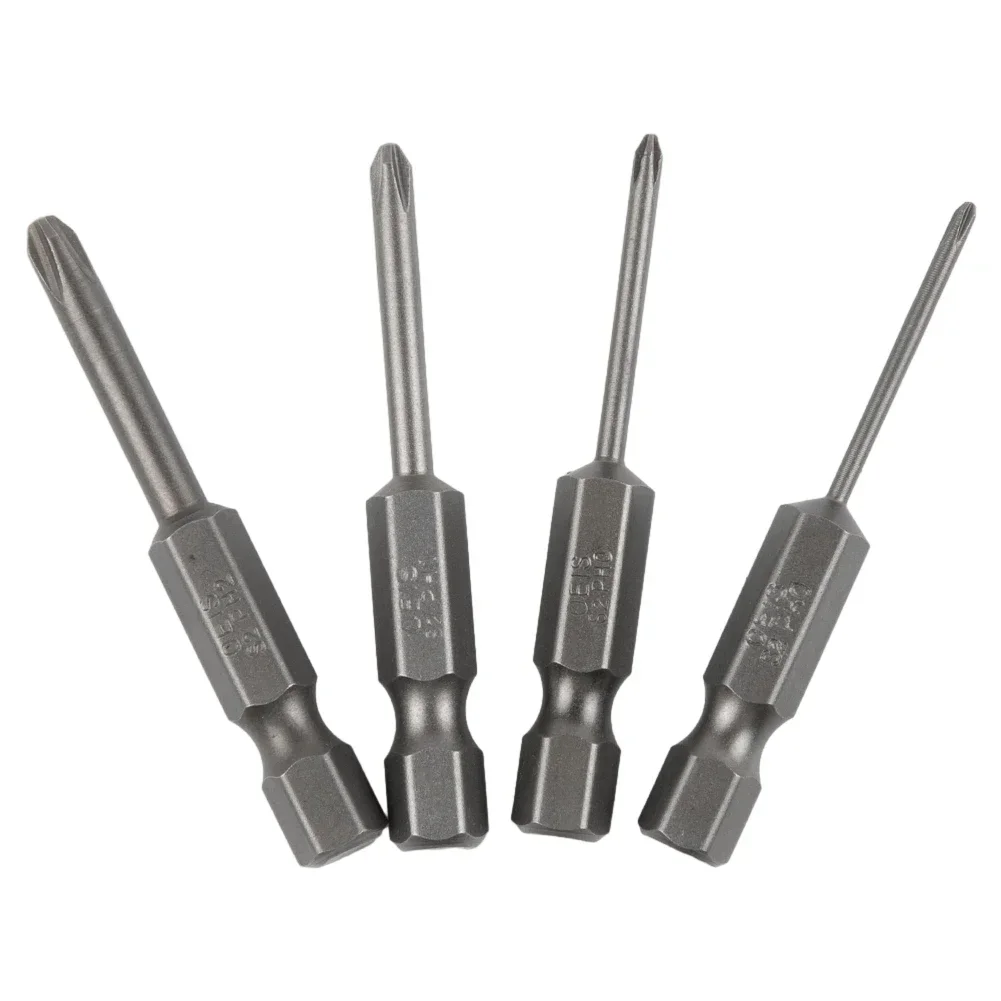 4Pcs/set 50mm Cross Screwdriver Bits 1/4 Inch Hex Shank Magnetic Cross Screw Driver Bits Electric Driver Tools PH00 PH0 PH1 PH2