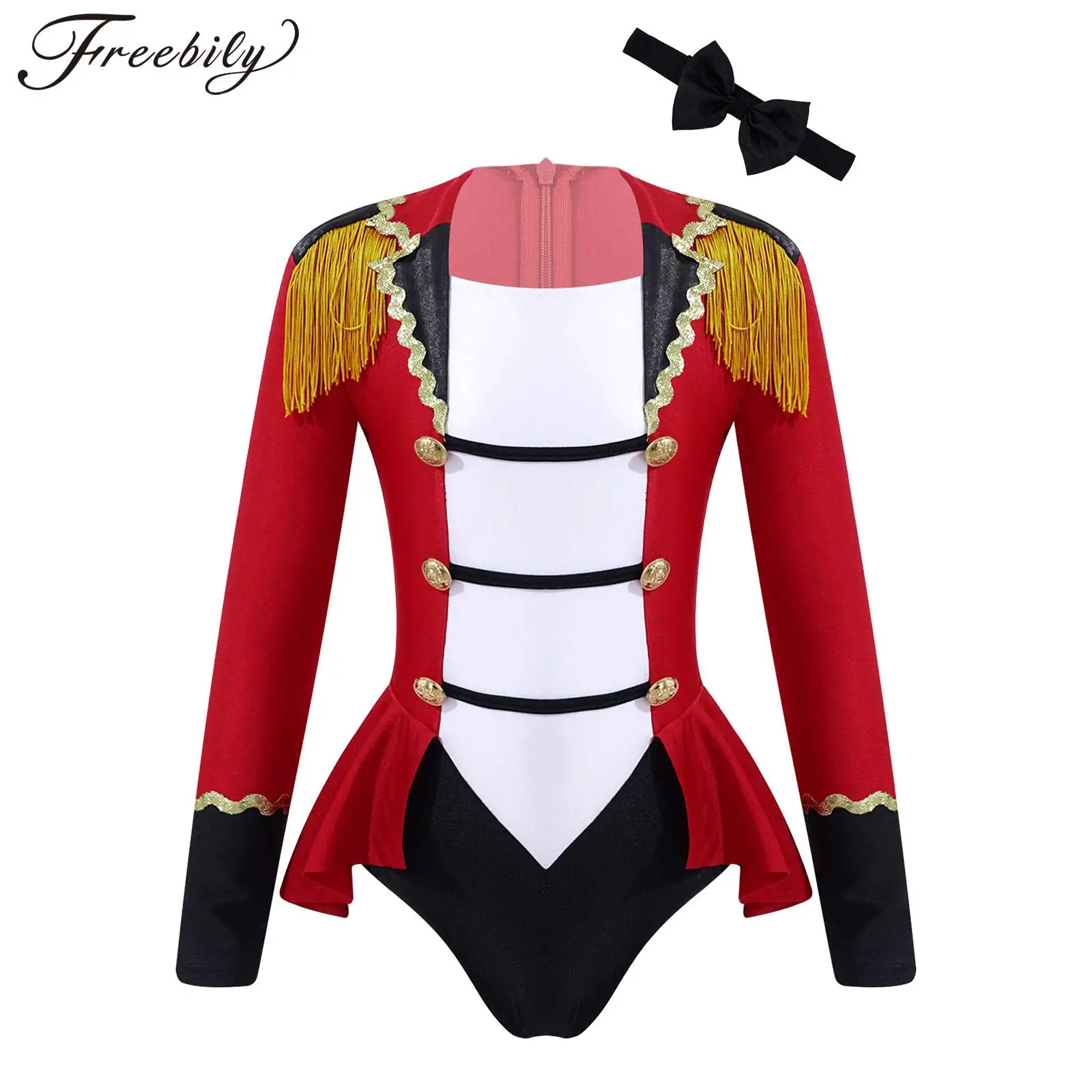 Kids Girls Circus Ringmaster Costume Halloween Cosplay Party Fancy Dress Up Tassel Leotard Drummer Majorette Carnival Costumes