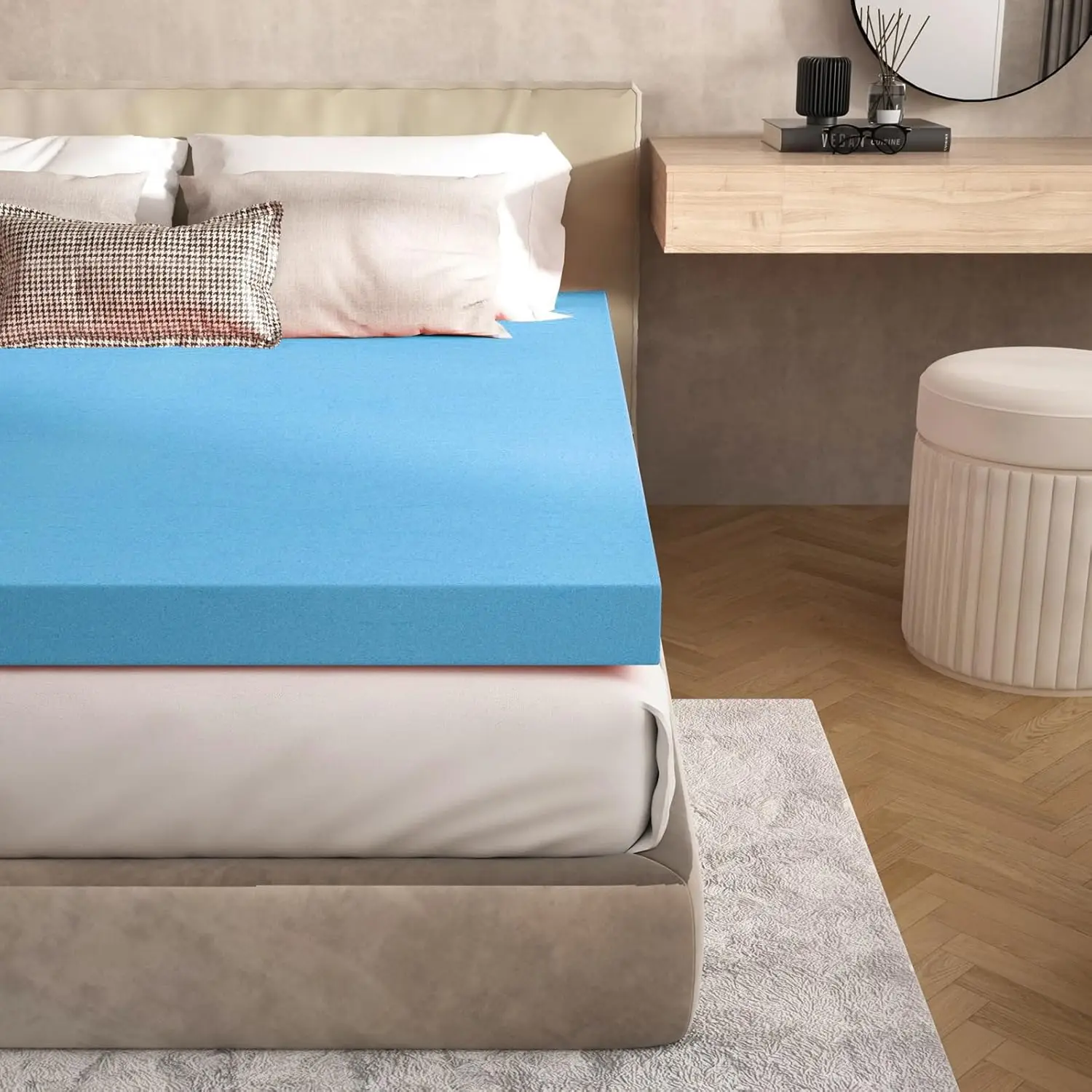 

3 H Bed Foam Full Mattr Topper In A Box, Bed Topper Full Size, Plush Feel Pressure Relieving Certi Pur-Us Certified Dorm Room