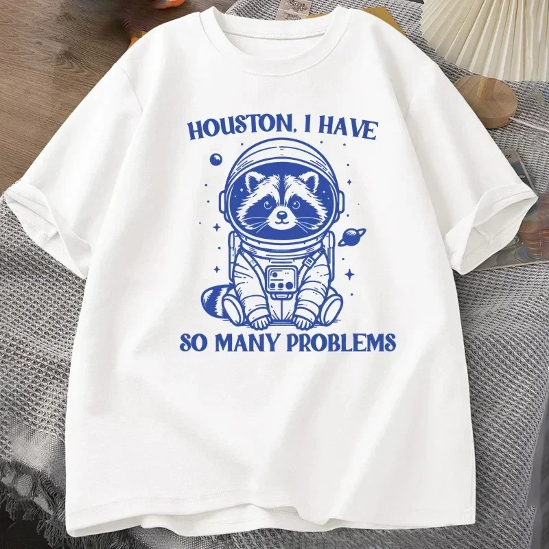 Houston Ho So Many Problems Maglietta da donna Divertente Procione Maglietta da donna Donna Trash Panda Merch Cartoon Summer Tops Tee Vintage