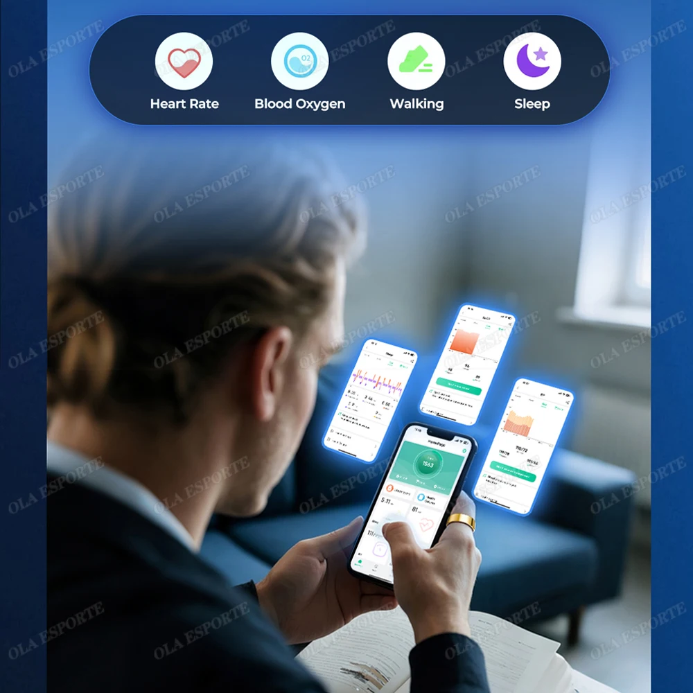 2026 حلقة ذكية جديدة 5ATM مقاومة للماء 24 ساعة معدل ضربات القلب والأكسجين في الدم ومراقبة النوم أوضاع رياضية Smartring للرجال والنساء هدية #5