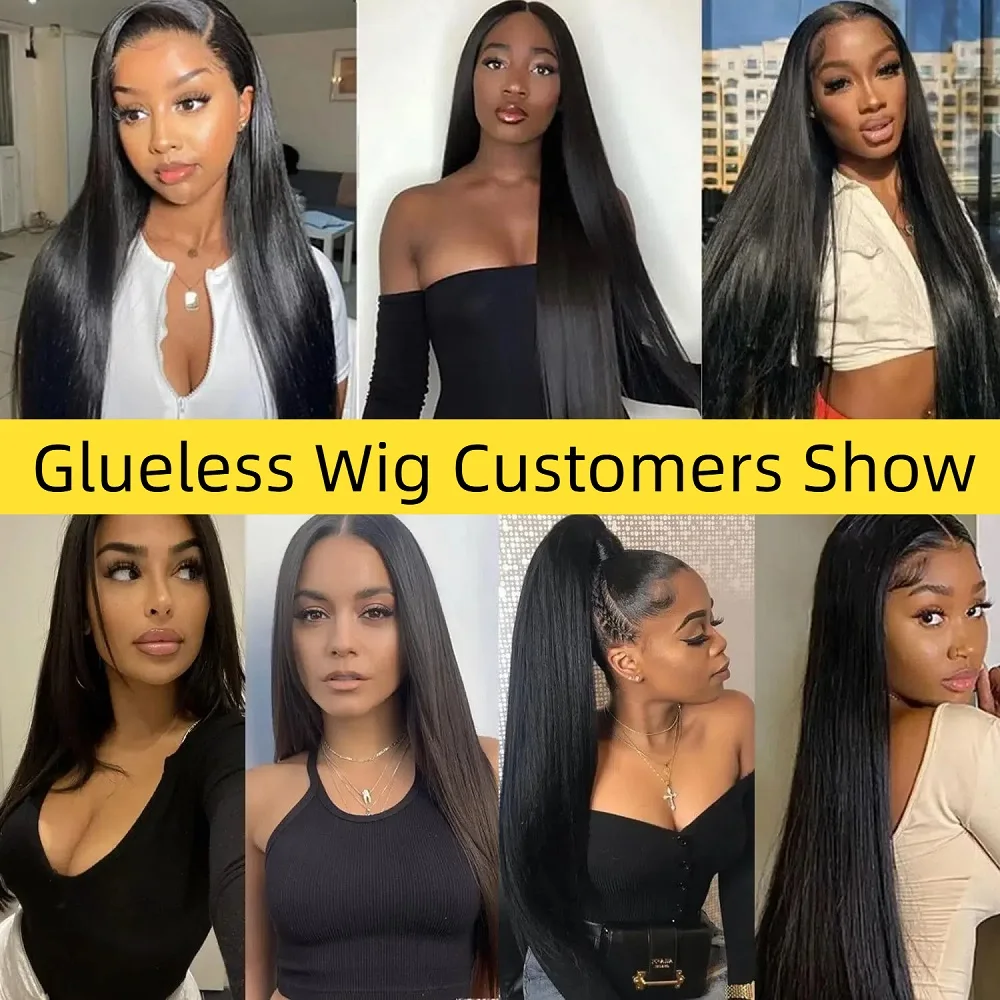 شعر مستعار برازيلي طبيعي بدون لاصق ، شعر بشري ، ملتف مسبقًا ، مستقيم ، كثافة ، للنساء