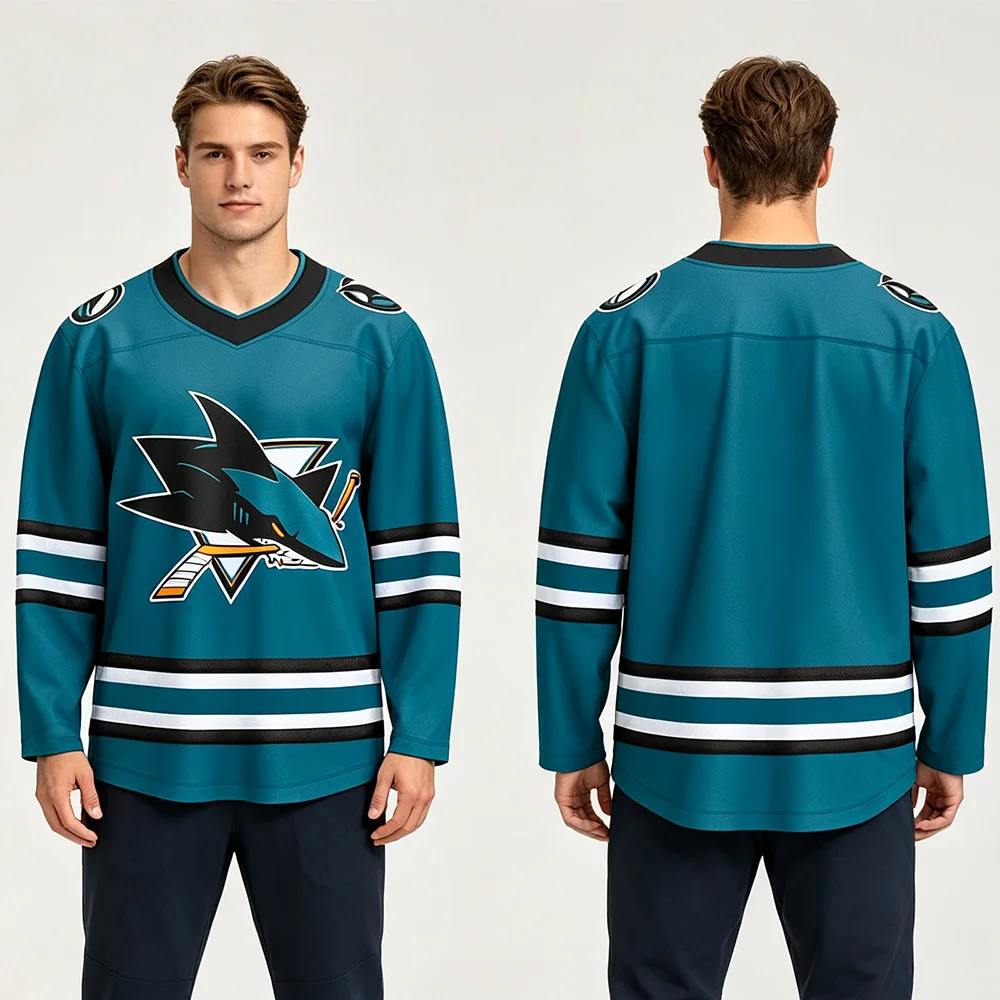 Men's San Jose Sharkss Fashion Hockey Jersey 2026 New Mesh Jersey High Street Oversized Breathable Tee Shirt Unisex Sportswear