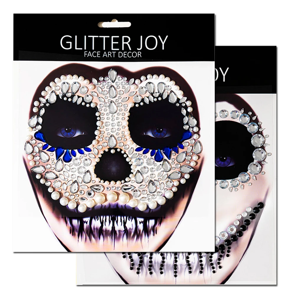 Face Gem Sticker Skull Makeup Inspired Party New Arrival 1Pc Halloween Dressing Party Body Paint Decor For Carnival Holiday Gift