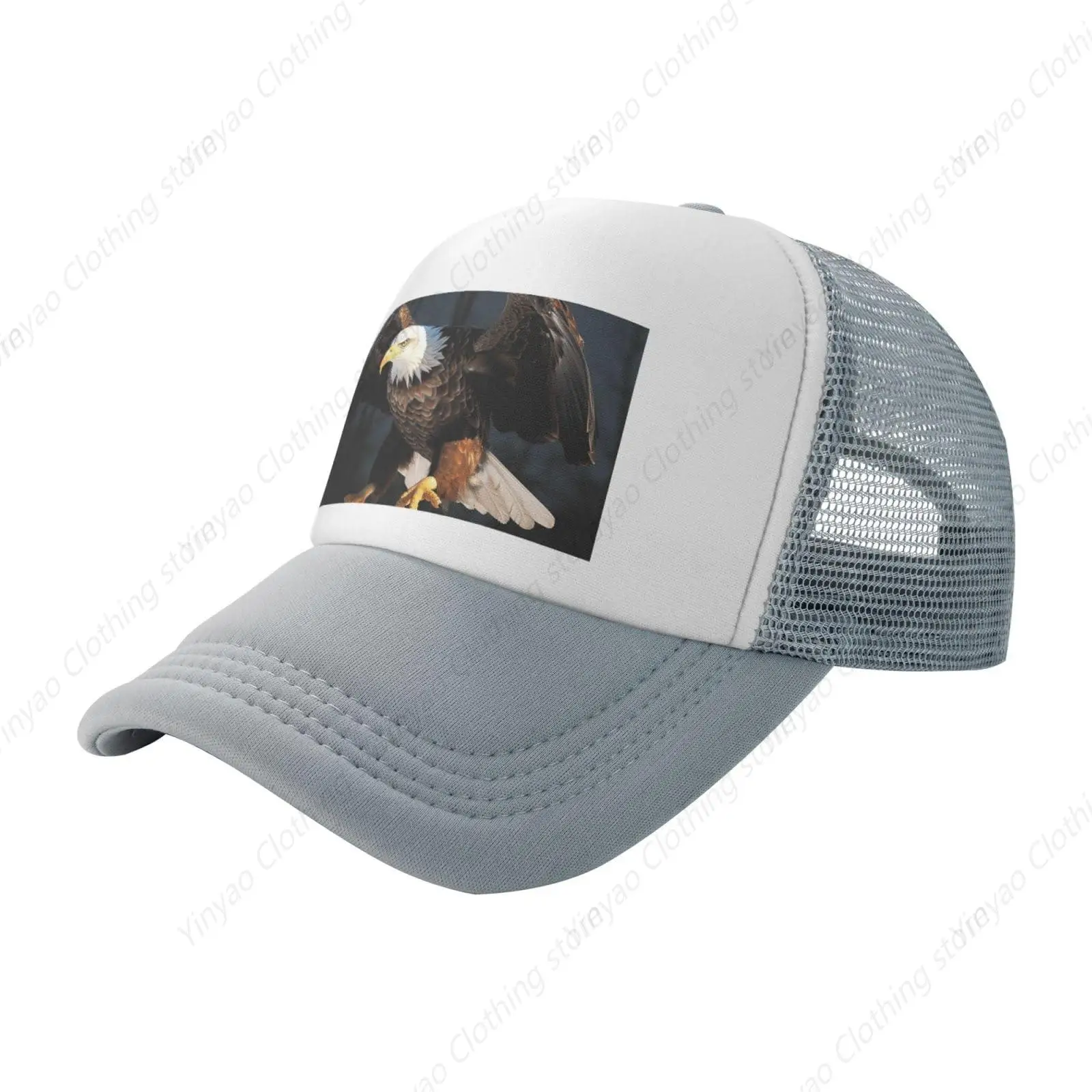 

Classic Sun Shading Dad Hat Adjustable Baseball Cap For Men And Women Bald Eagle Print Mesh Breathable Golf Truck Cap