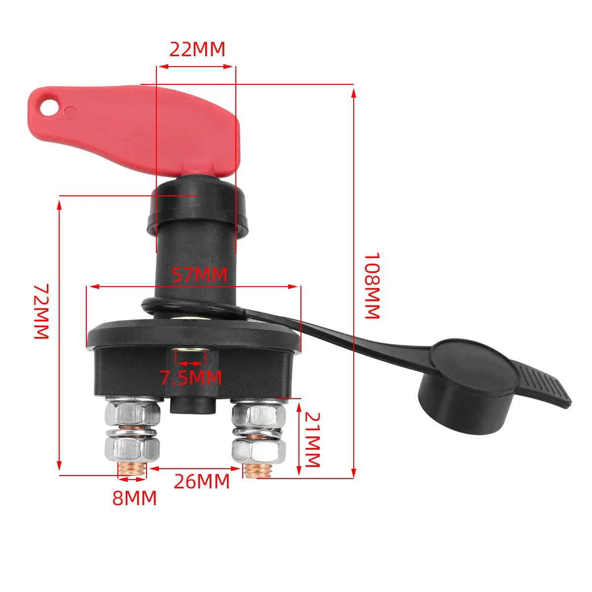 M8 12V 24V Car Power Switch Main Cut Off Kill Switch Vehicle Modified Isolator Disconnector Red Key Cut Off Battery