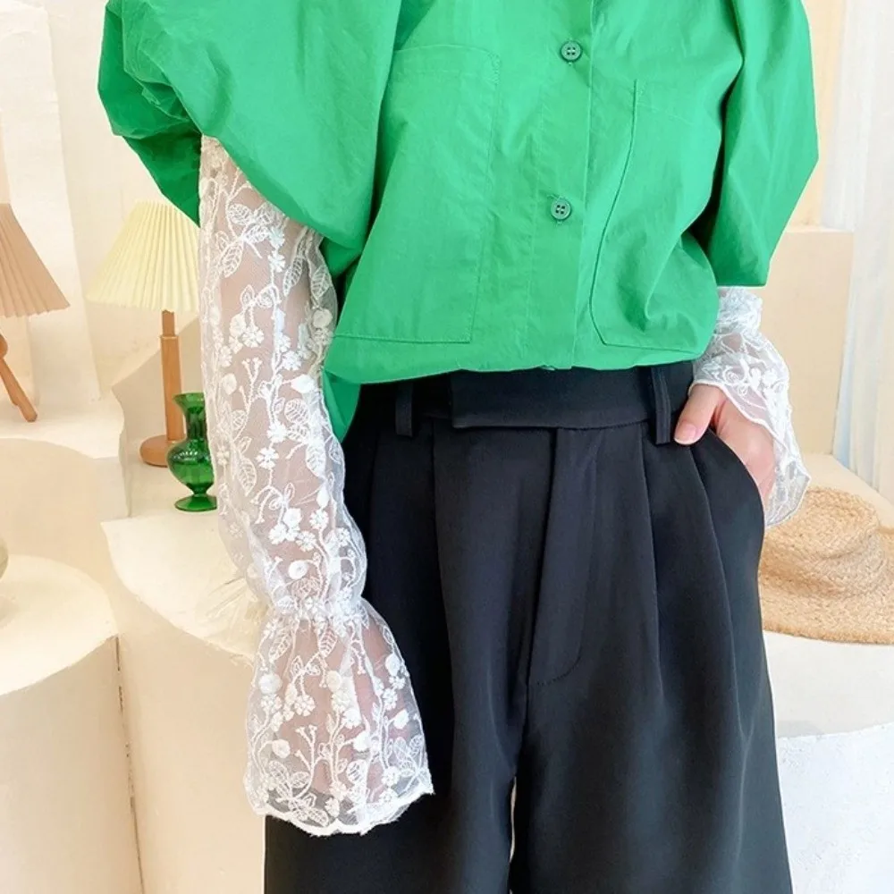 

Simple Elastic Ice Silk Sleeves Hollow Thin Sunscreen Arm Sleeve Mesh Flower Long Sleeved Arm Cover Summer