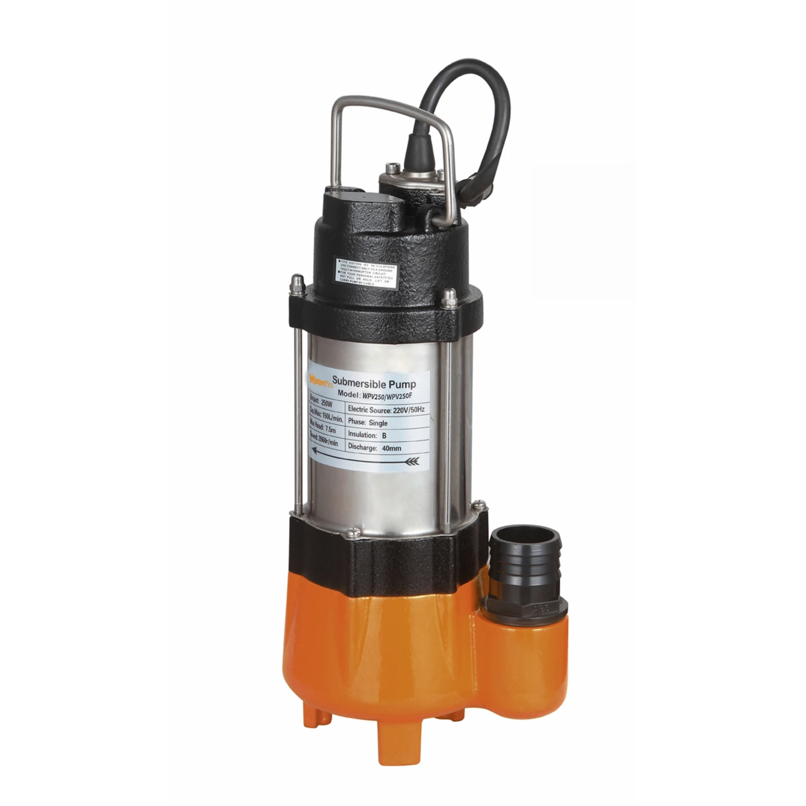 WATERPRO 250w Small home use dirty water submersible pool river drainage electric centrifugal  pump