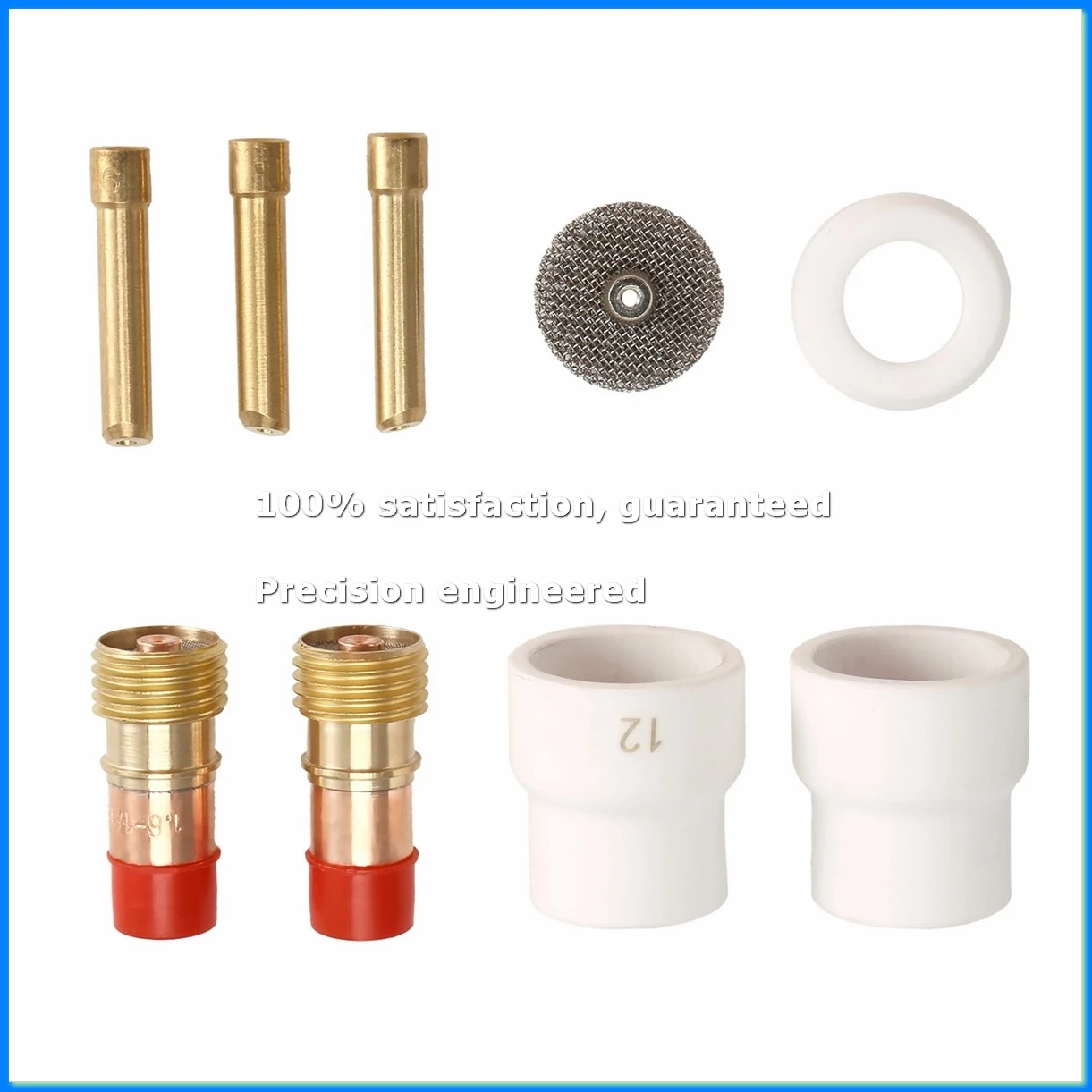

11 TIG Welding 12 White Ceramic Nozzle Alumina Cup Kit Torches for 17 18 26 Stubby Collets Body Gas Lens Sets 1.6mm-A49I