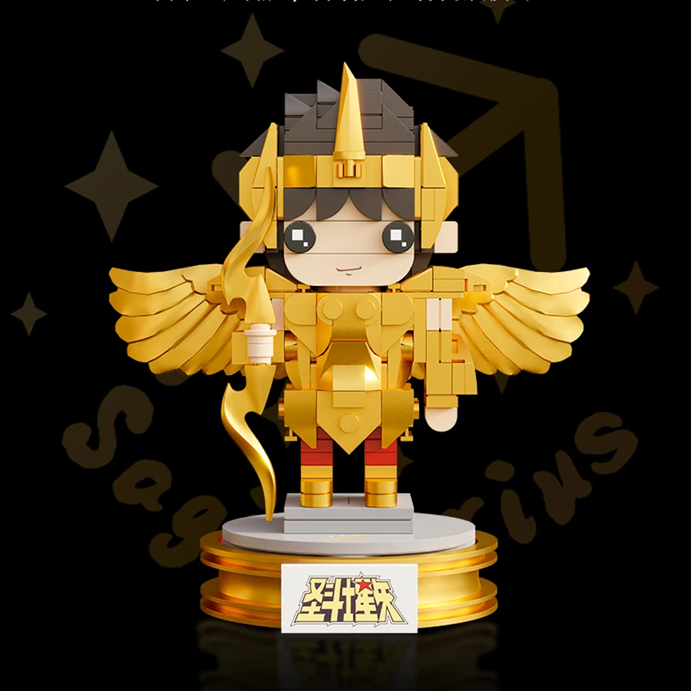 Classic Japan Anime Saint Seiyas Building Block Assemble Model Bricks Big Head Toy Gold Sagittarius Aiolos Collection For Gift