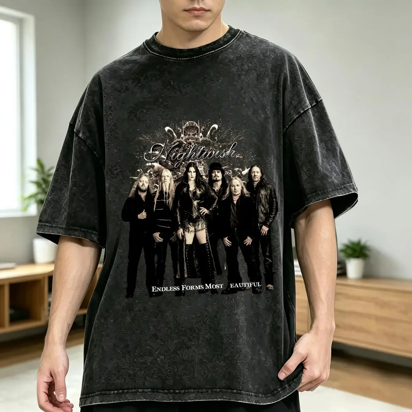 washed T Shirt Nightwish Endless Forms Most Beautiful Black S to 5XL Xmas K2235 vintage Washed designer clothes Comfortable