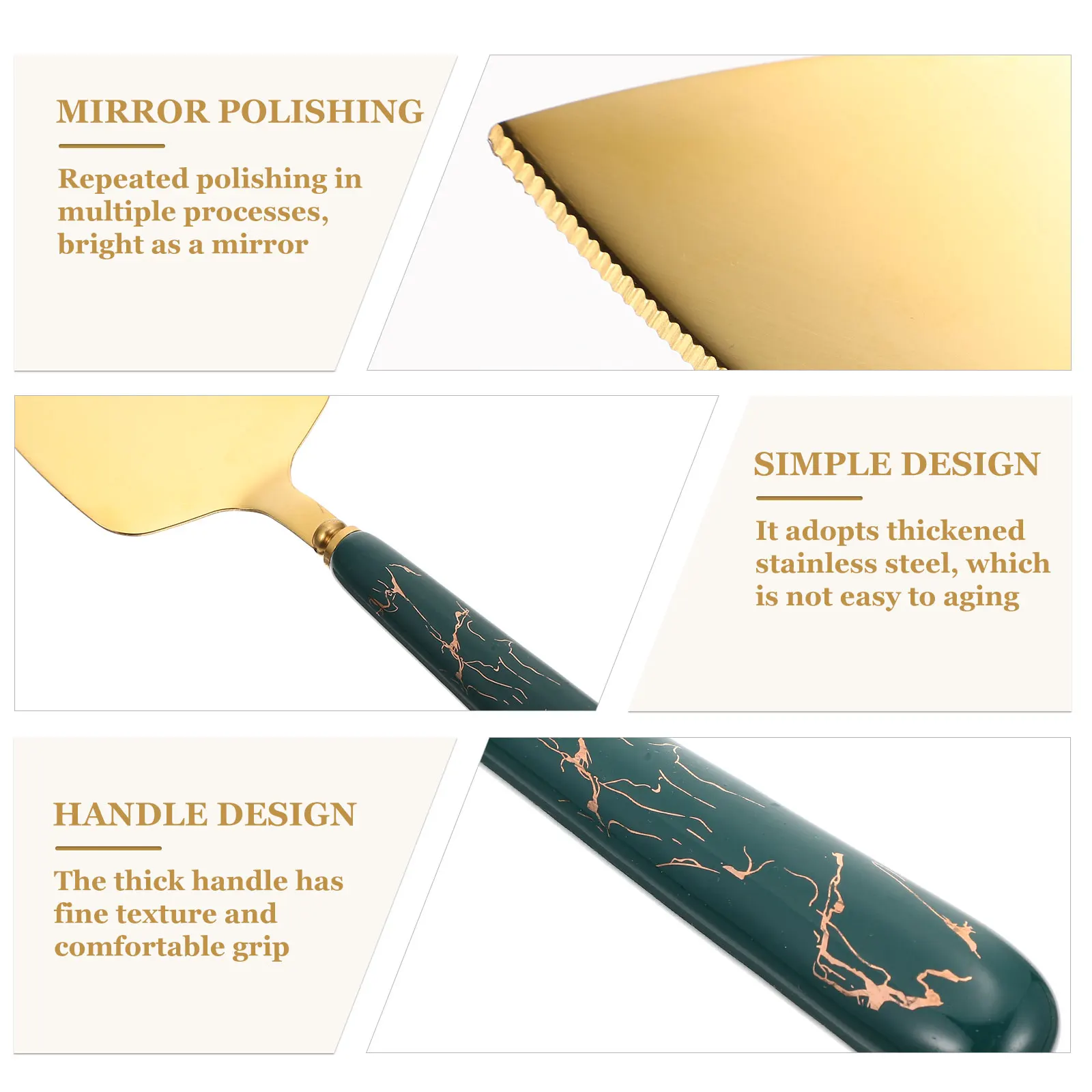 

Stainless Steel Cake Spatula Serrated Shovel Ceramic H Cutting Tool Green Gold Multi Functional Pizza Peel Steak Spatula