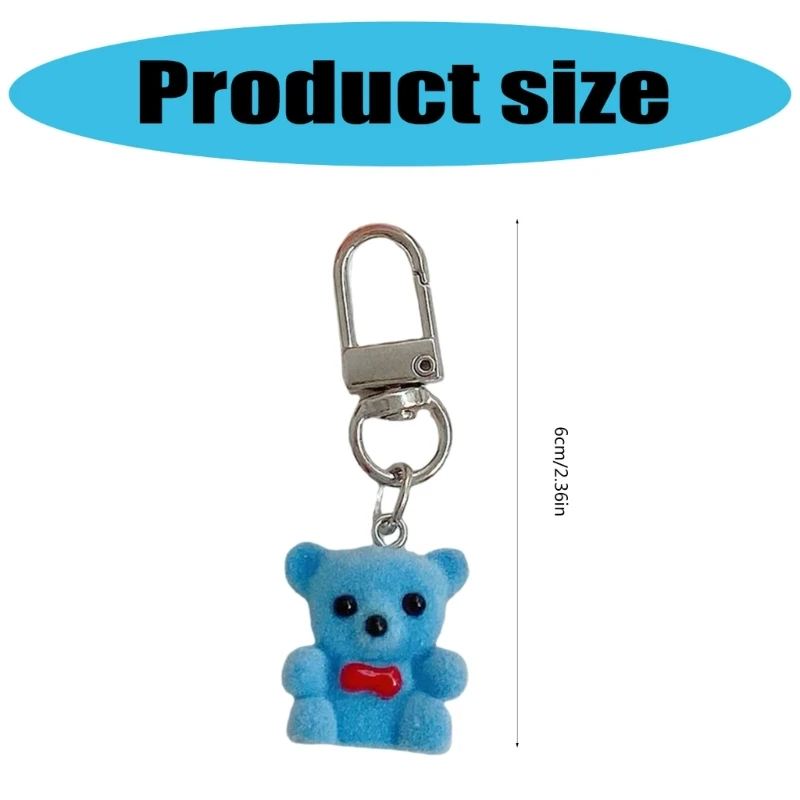 Multipurpose Flocking Lovely Bear Hanging Ornament Fashion Accessory for Bags and Keys Decoration Stylish Outfits image 6