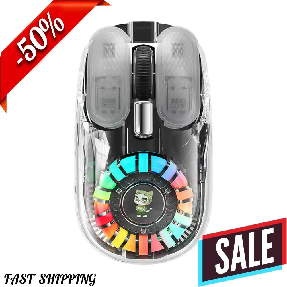 ماوس بلوتوث لاسلكي مع غطاء مغناطيسي ومفاعل BOW RGB بلوتوث و2.4 جيجا هرتز لاسلكي من النوع C ماوس شفاف صامت قابل لإعادة الشحن