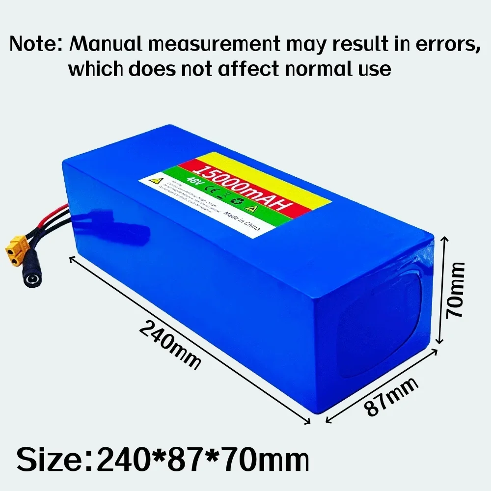 18650 13S4P 48V 15000mAh Lithium Battery Pack,for Electric Scooter Bicycle Li-ion Replacement Batteries with BMS+54.6V Charger