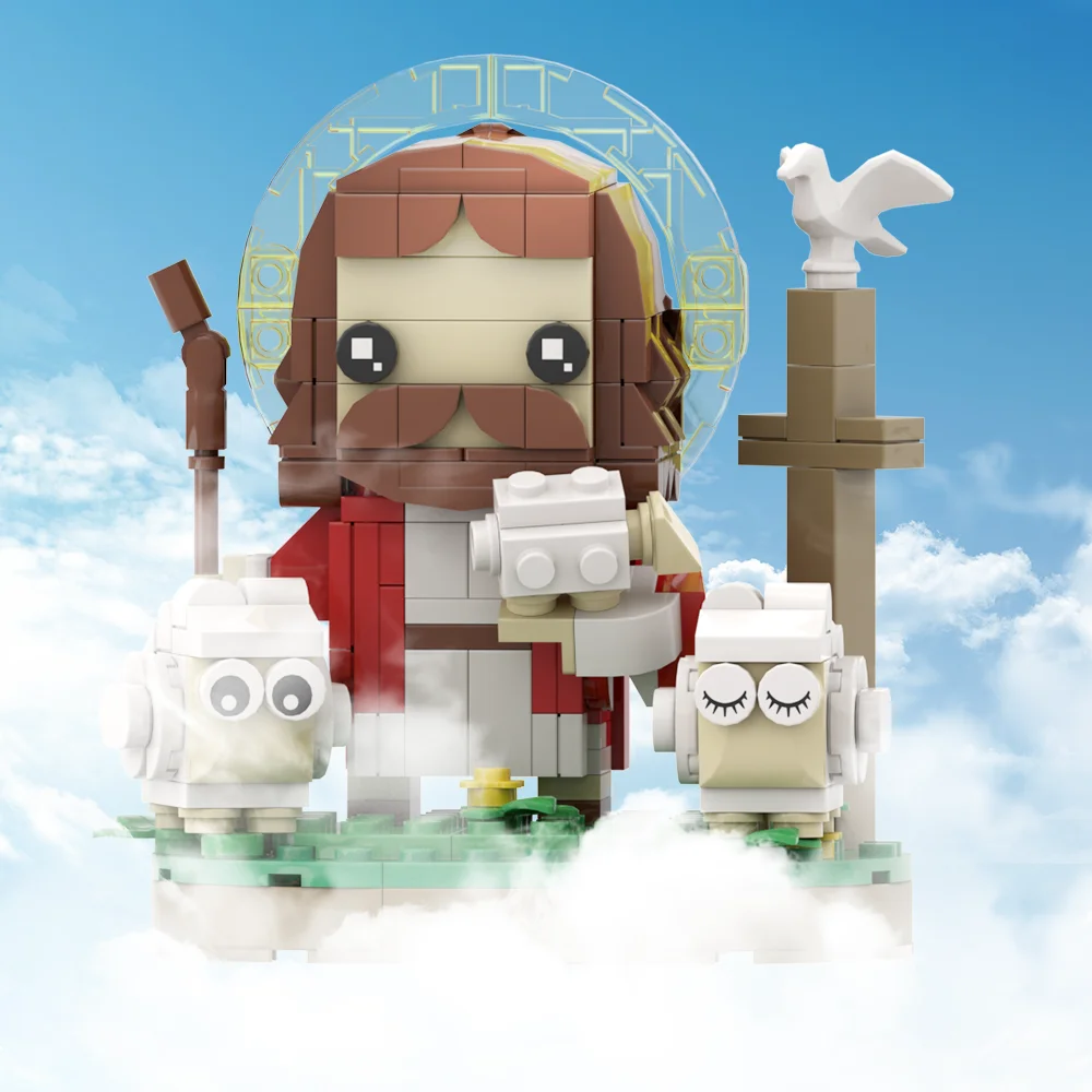 MOC Christianity God Jesus Shepherd Building Block Model Son of God Jesus Bricks Assemble Toys Kids Creative Educational Gifts