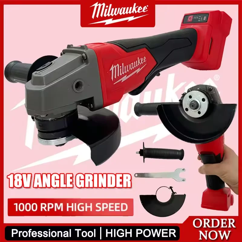 

Milwaukee 18V 6Ah Battery，M18 125mm Brushless Braking angle Grinder Cordless Cutting and Polishing Power tools.