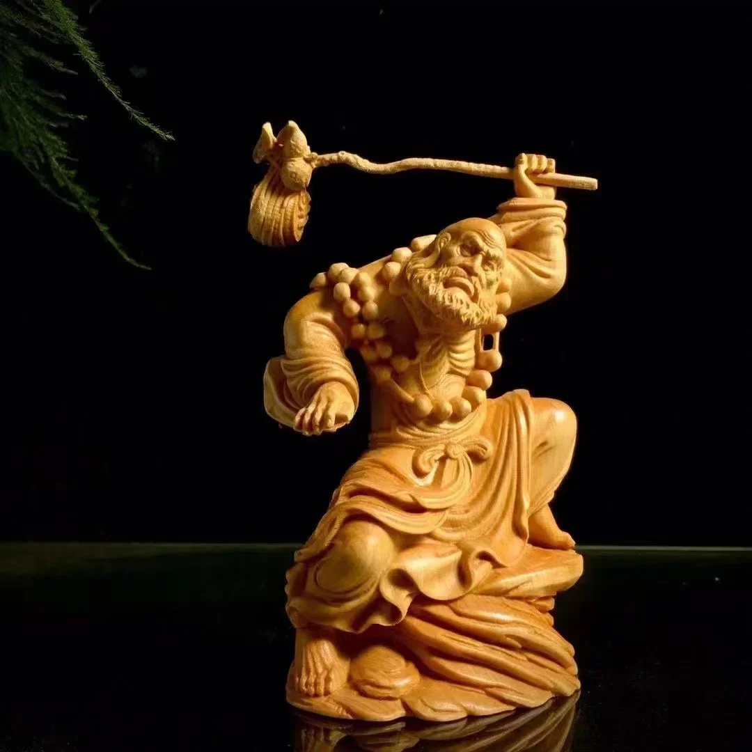 

Деревянная Статуэтка Bodhidharma, статуэтка Будды с резьбой по дереву, украшение для дома, настольные статуэтки