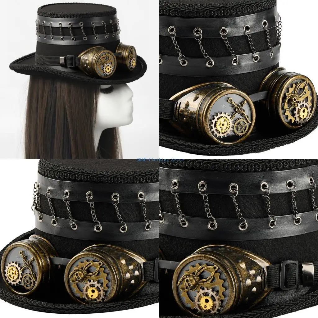 

N0PE Gothic Adjustable Felts Hat Steam Engine Theme Cosplay Props for Halloween