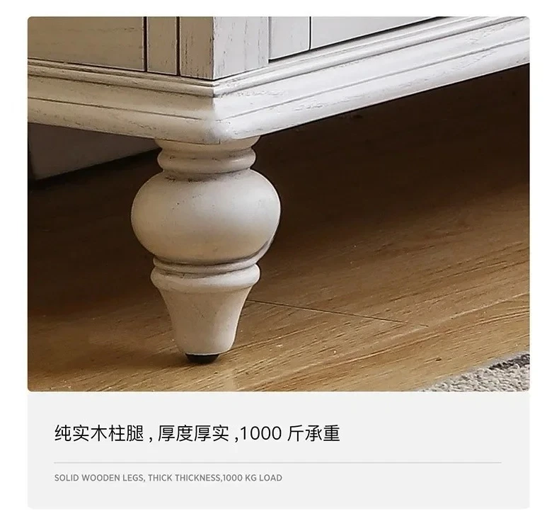 Mobile TV country americano in legno massello soggiorno armadio da pavimento bianco avorio vecchio mobile per l'audition, stile pastorale in legno di frassino