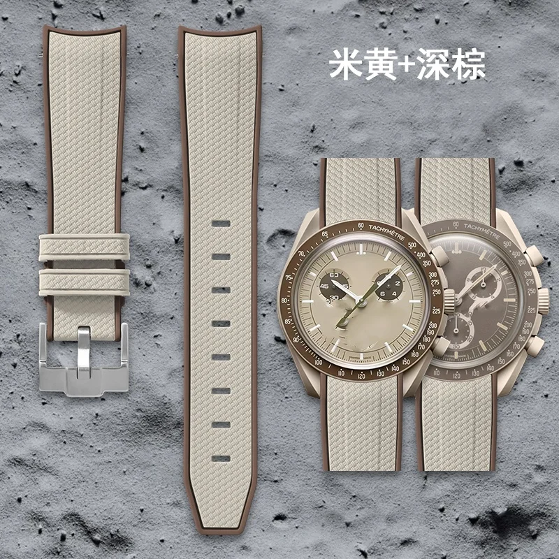 Schnellwechsel-Armband aus Silikon, 20 mm, für Omega, Swatch MoonSwatch, Rolex, gebogenes Taucherarmband, elastisches Gummi-Uhrenarmband. – Detail 9