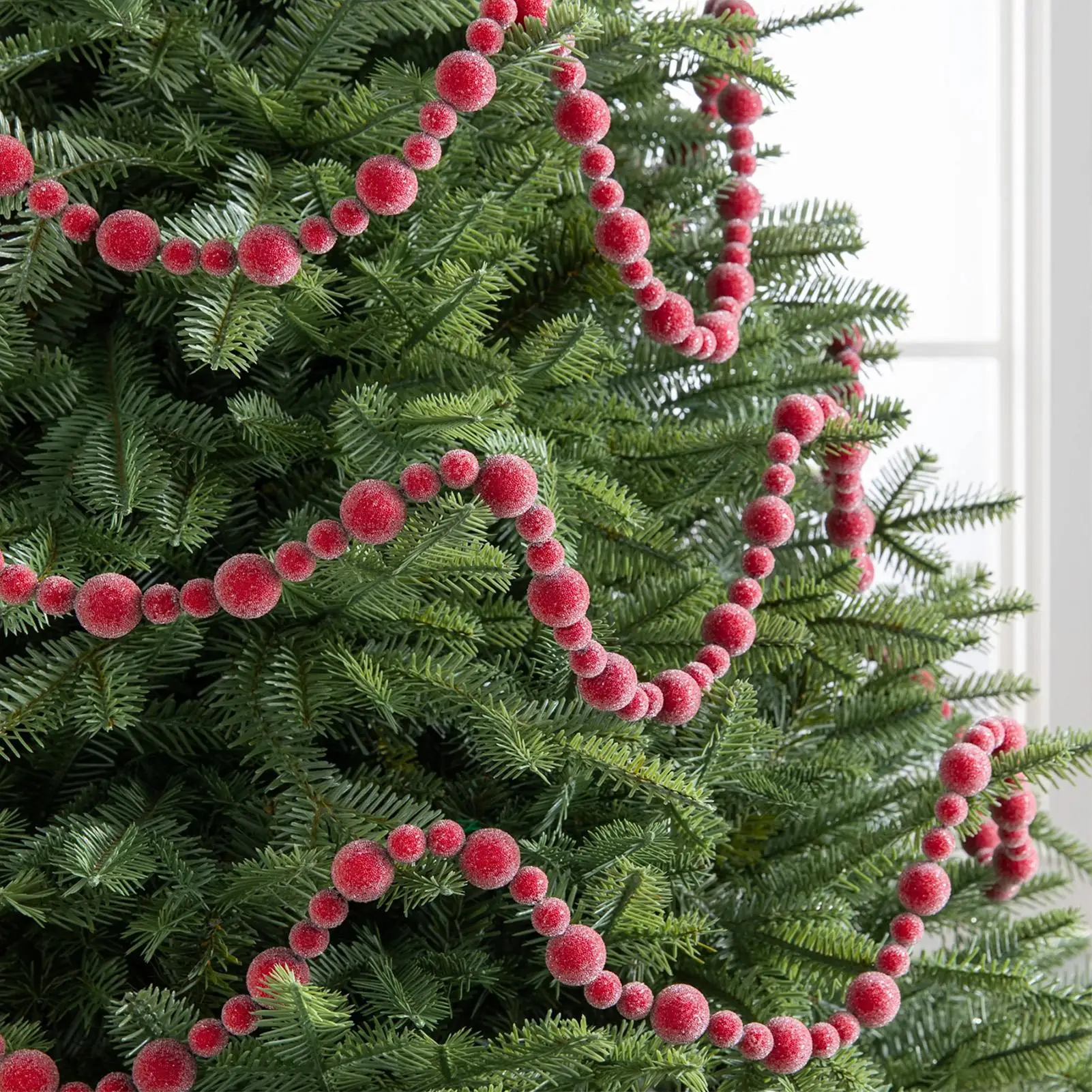 

Christmas Red Berry Garland 108.27inch Realistic Artificial Garland Christmas Wreath Decor For Outdoor Kitchen Mantle Home