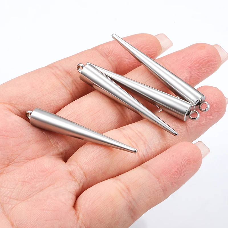 46mm Large Tapered Pendant Stainless Steel DIY Jewelry Accessorie HIP HOP Necklace Bracelet Earring Fashion Cone Charms Supplies