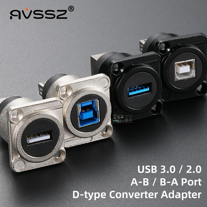 AVSSZ USB 3.0 2.0 Adapter A to B, B to A Male Female Converter Connector Two-way Solderless Socket for Computer Camera Car MP3