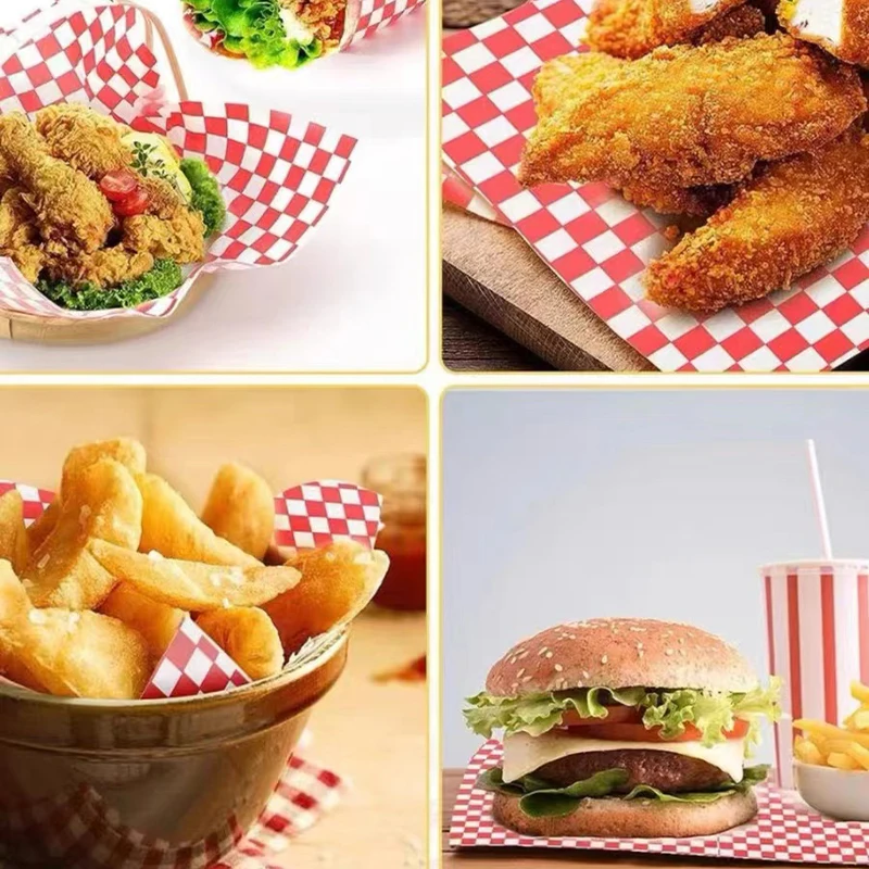 

100 Pieces of Absorbent Paper Sandwiches, Burgers, Fries Fried Food Wrappers Plate Mats Waxed Paper and Baking Paper Oil Paper