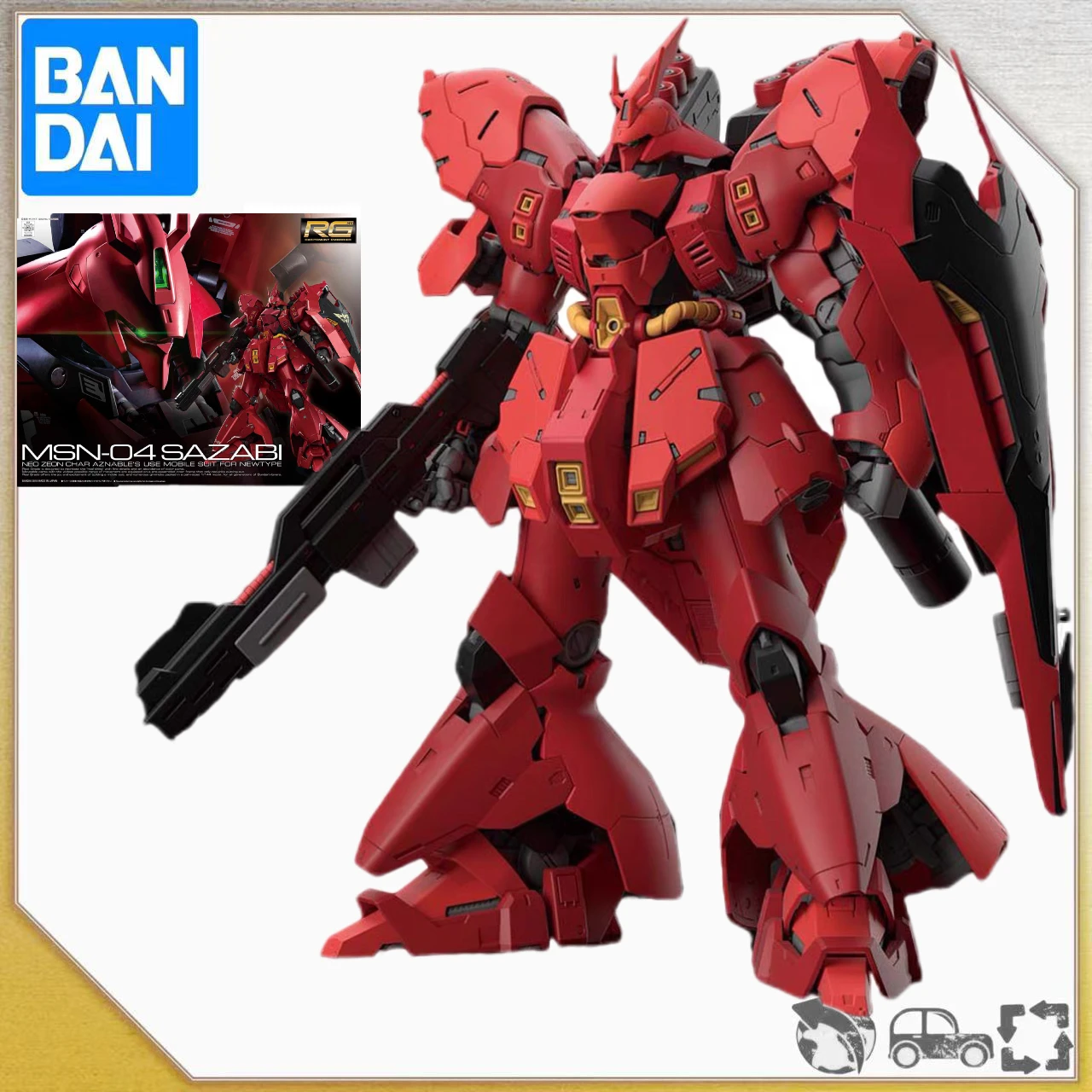 

Bandai Original GUNDAM RG 1/144 MSN-04 Sazabi Anime Action Figure Assembly Model Toys Collectible Model for Children Gifts