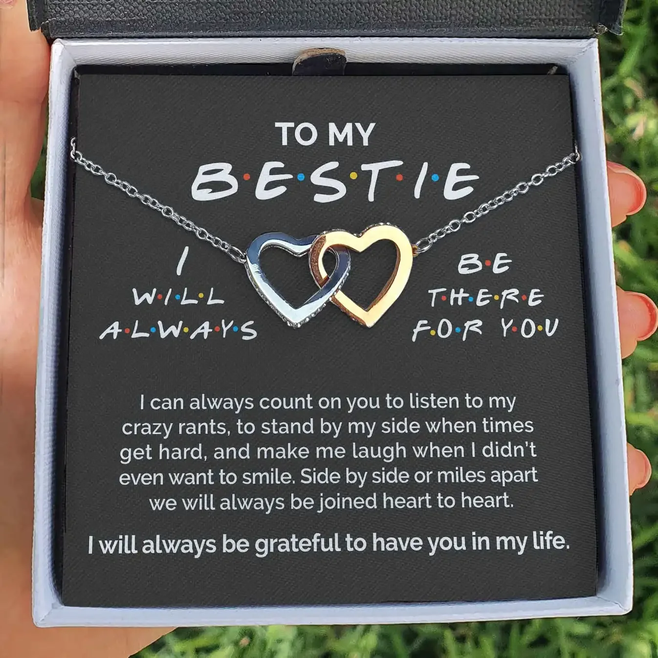 Gifts To My Bestie Double Interlocked Heart Necklace Fashion Women Girl Fusional Love Best Friends Necklaces 2023 Dropshipping