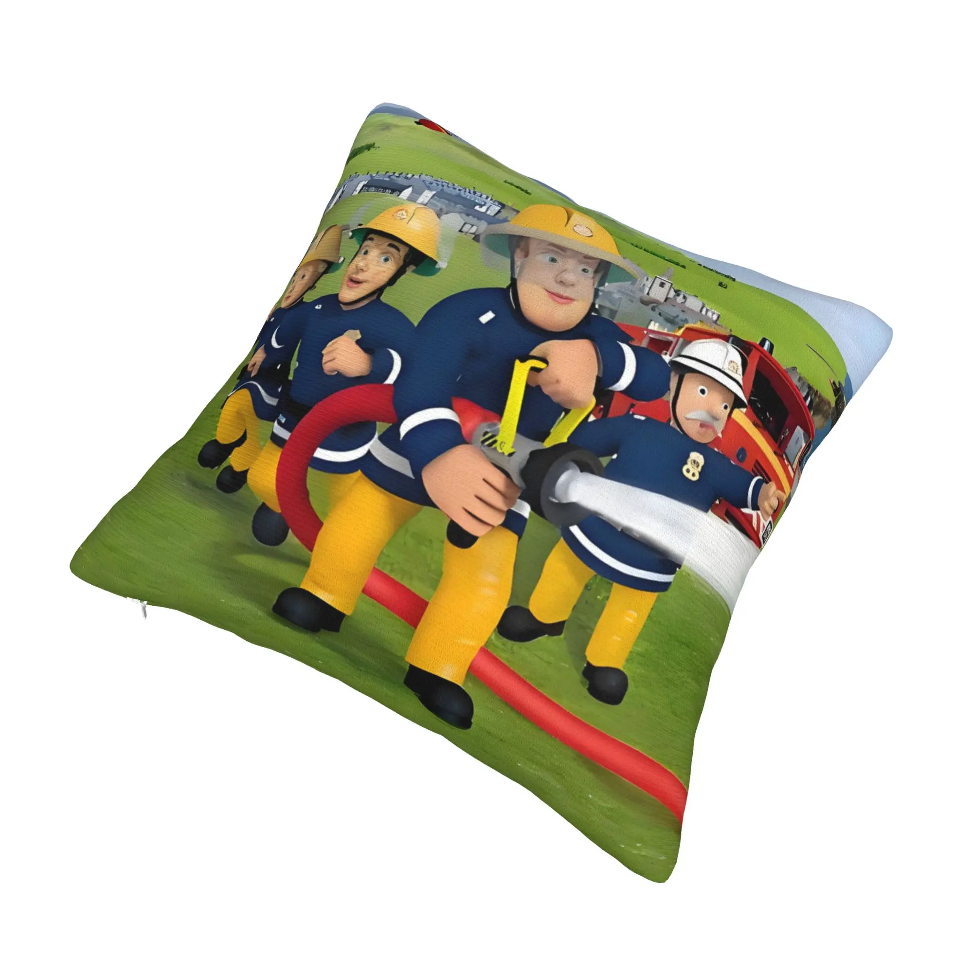 Modern Fireman Sam Sofa Cushion Cover Soft Rescue Helicopter  Pillow Case for Living Room